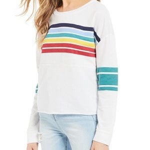Miss Chievous Rainbow Striped Cropped Sweatshirt